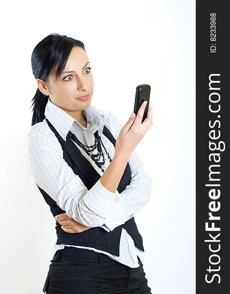 Attractive businesswoman with mobile phone