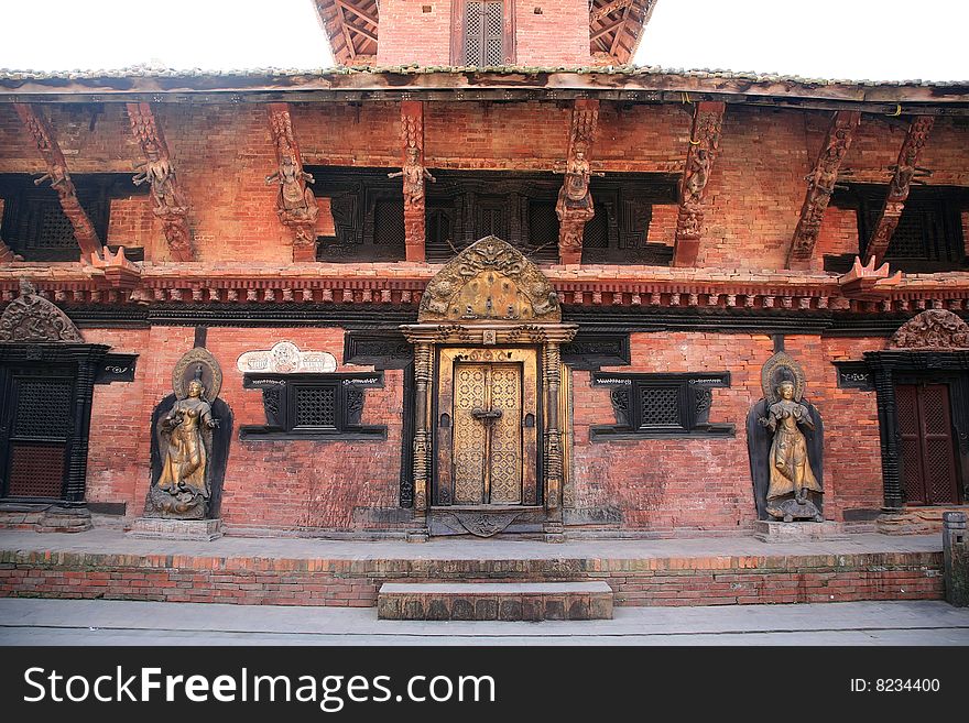 Patan durbar square on the palace building.