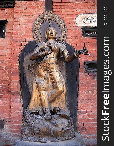 Statue of goddess in royal palace of patan. Statue of goddess in royal palace of patan.