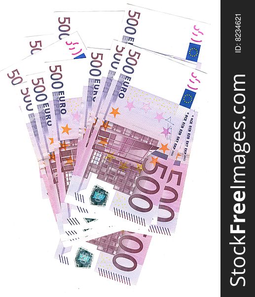 A photo of european banknotes. A photo of european banknotes