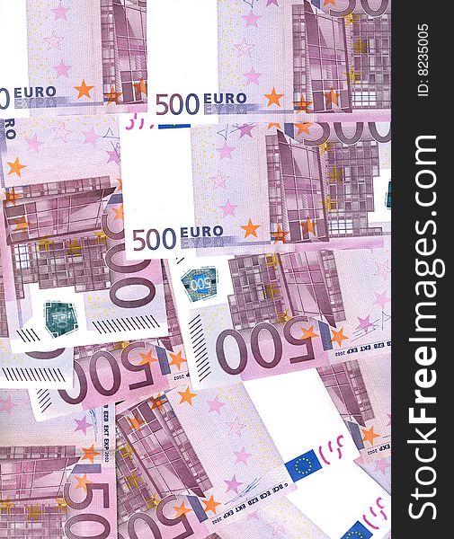 A photo of european banknotes. A photo of european banknotes