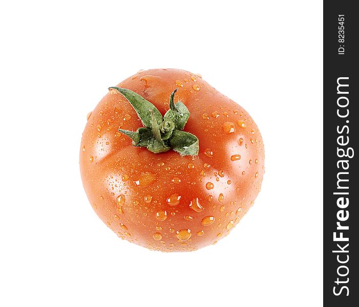 Tomatoes with drops of water seen from the front. Tomatoes with drops of water seen from the front