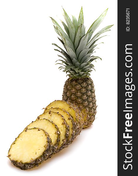 Big pineapples on white background