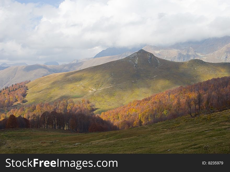 The Caucasus landscape in autumn