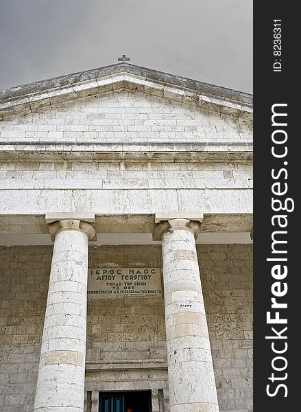 Rare ancient Greek temple alike, orthodox church at Corfu. Rare ancient Greek temple alike, orthodox church at Corfu