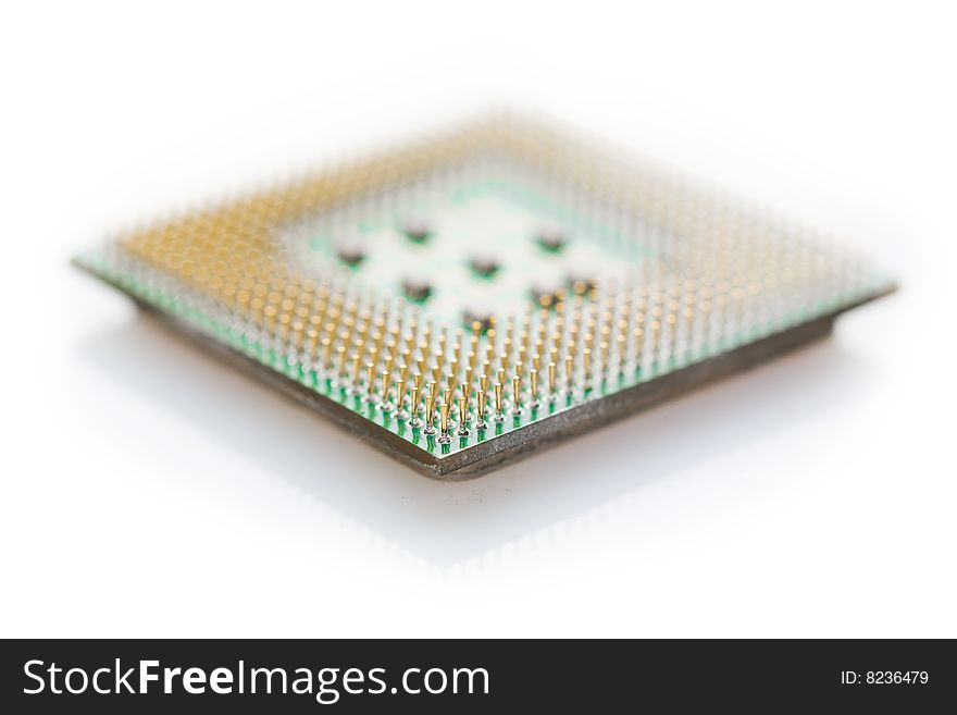 Macro CPU isolated on white