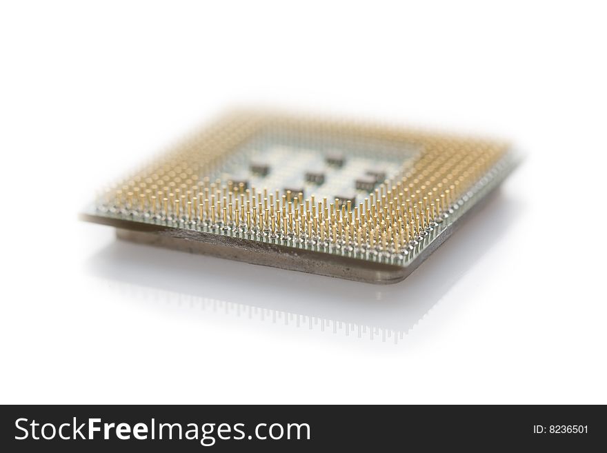 Macro CPU isolated on white