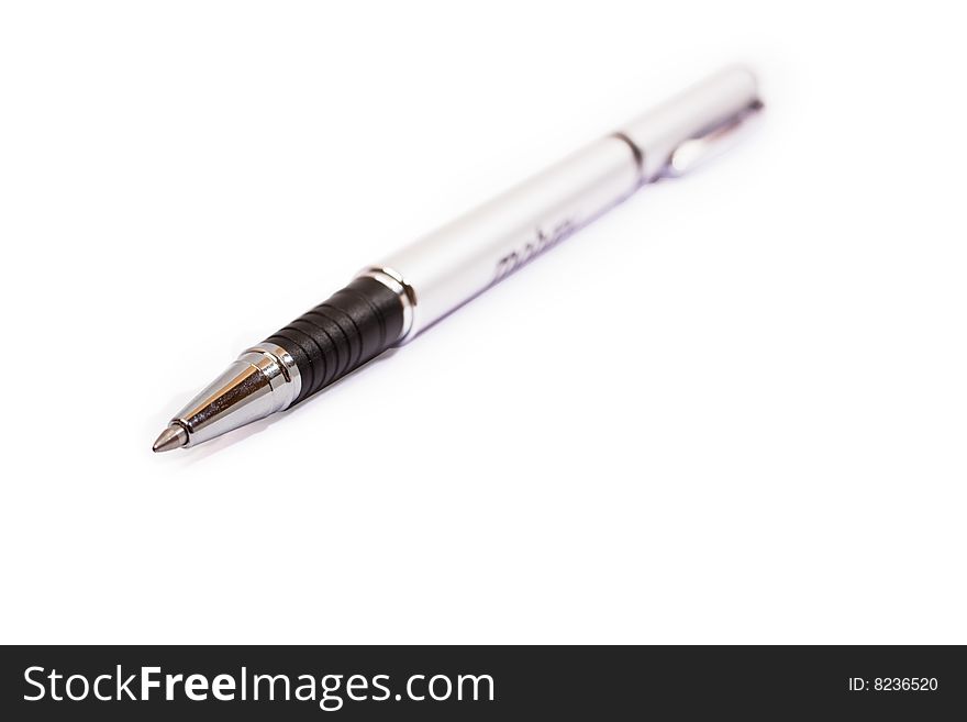 Metallic pen isolated on white background