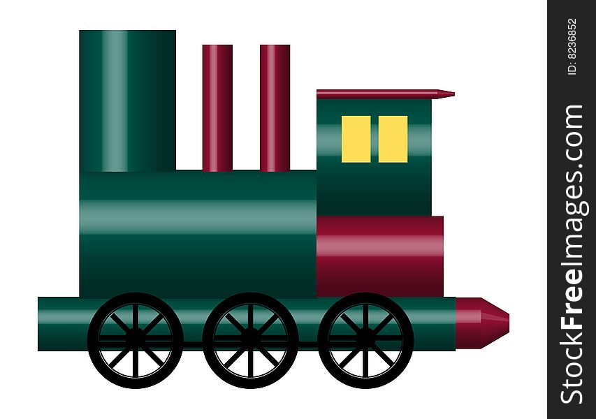 Illustration of of shiny toy train on white