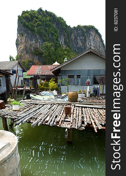 Muslim floating village yard, Thailand