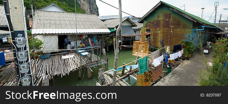 Muslim floating village street, Thailand