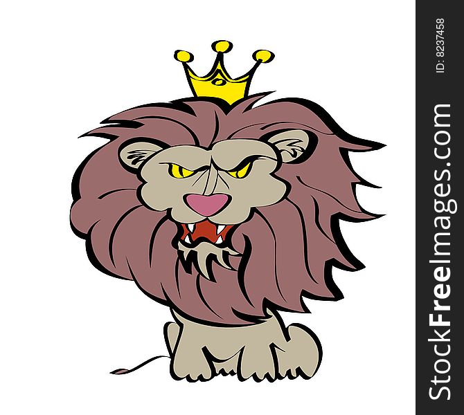 King lion cartoon vector illustration