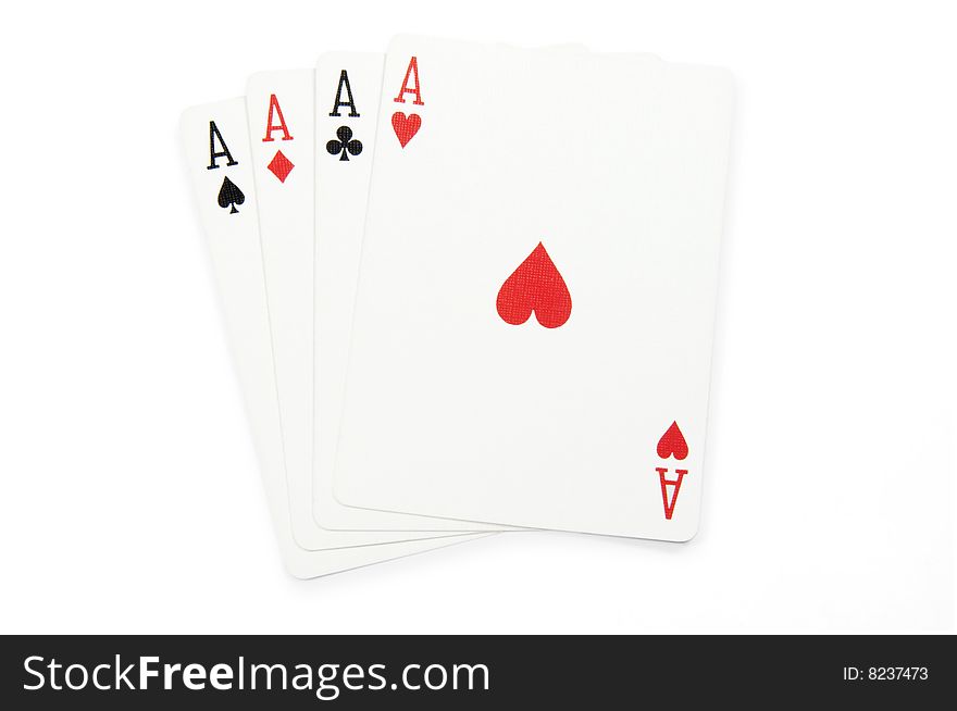 Four aces with clipping path.