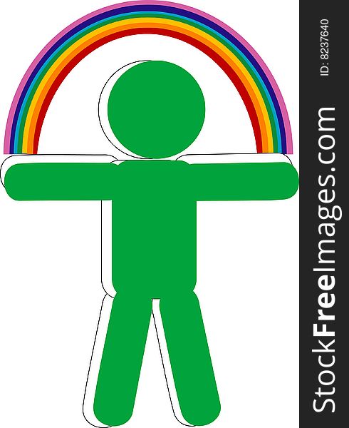 Symbolic person keeps on hand rainbow. Symbolic person keeps on hand rainbow
