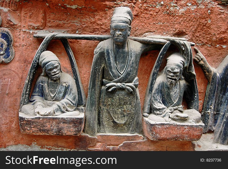 The Dazu Rock Carvings in Dazu County (China) is a collection of Budhist statues and compositions of the highest artistic attainment. The Dazu Rock Carvings were built from 650 in the Tang Dynasty and continued to the Ming Dynasty (1368-1644) and the Qing Dynasty (1616-1911). The Dazu Rock Carvings in Dazu County (China) is a collection of Budhist statues and compositions of the highest artistic attainment. The Dazu Rock Carvings were built from 650 in the Tang Dynasty and continued to the Ming Dynasty (1368-1644) and the Qing Dynasty (1616-1911).