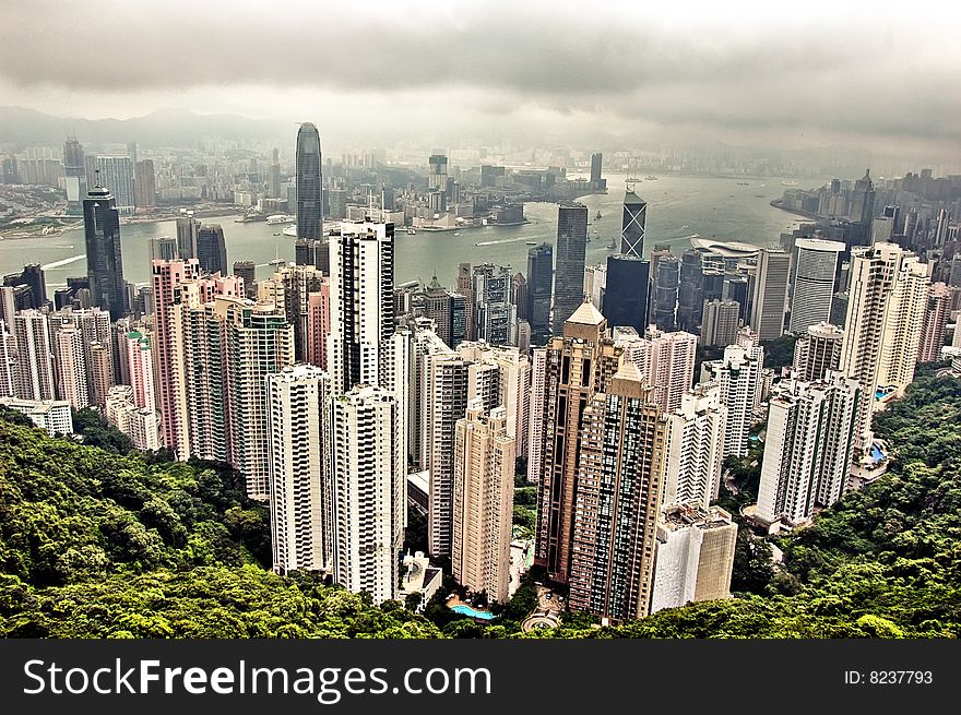 Cityscape of Hong Kong from Victoria Peak, China