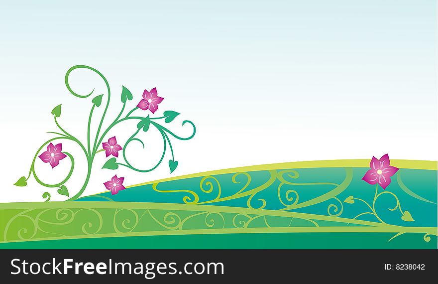 Decorative spring background with flowers