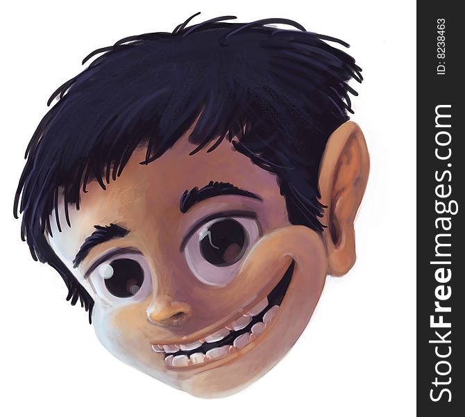 Digitally paiinted illustration of a happy, smiling boy. Digitally paiinted illustration of a happy, smiling boy