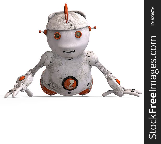 Funny roboter with a lovely face and Clipping Path. Funny roboter with a lovely face and Clipping Path