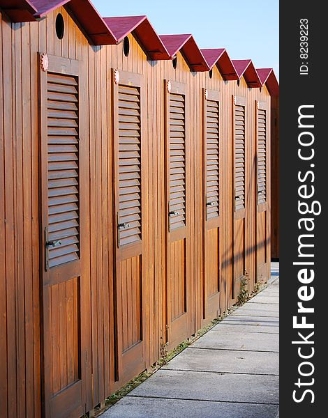 Wooden cabins at the seaside. Wooden cabins at the seaside