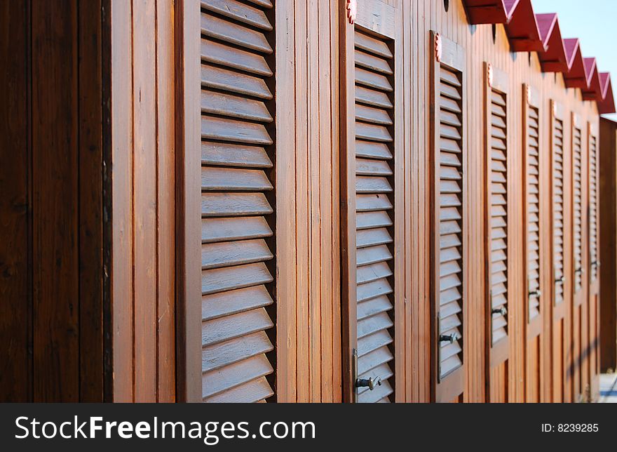 Wooden cabins at the seaside