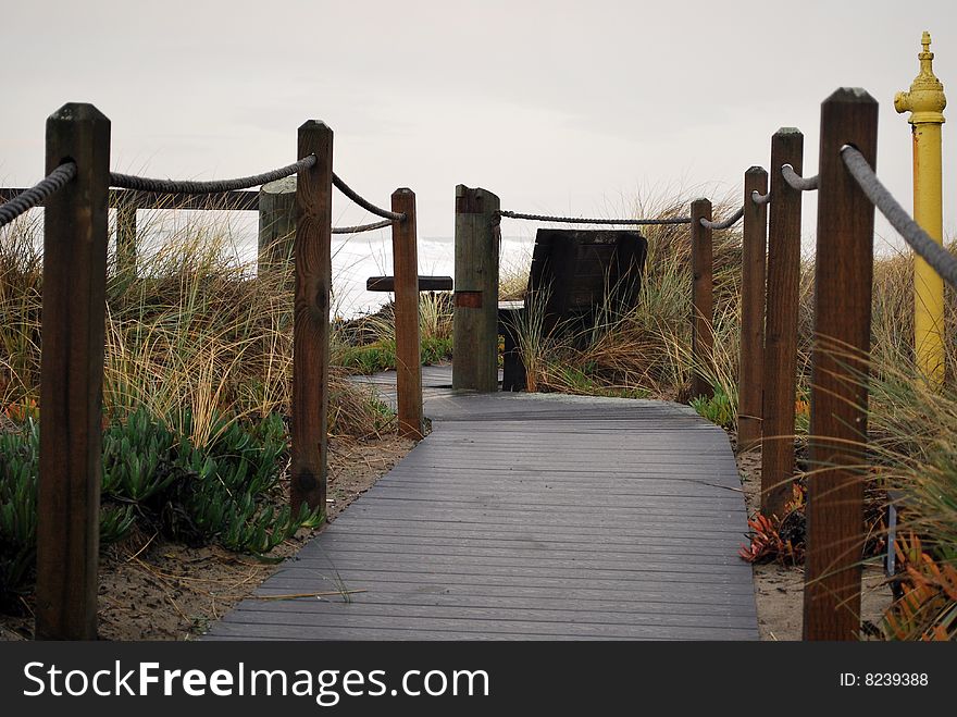 Wooden pathway to the beach