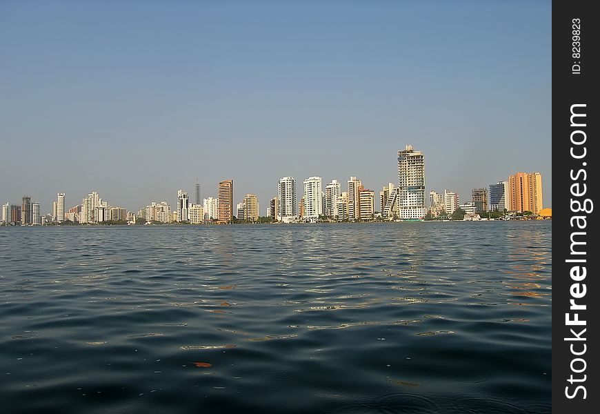 Skyline of Boca Grande, the modern Cartagena, Colombia