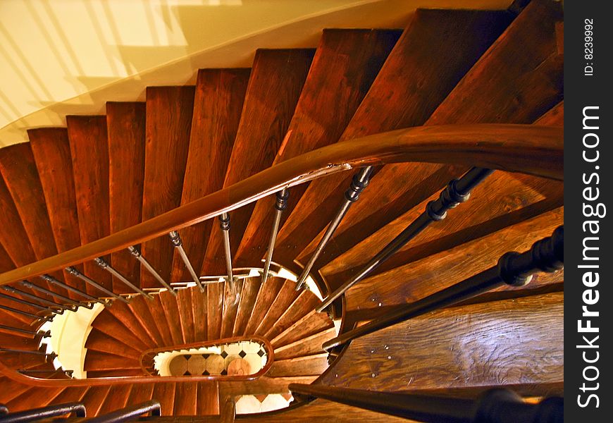 Old wooden spiral staircase in paris