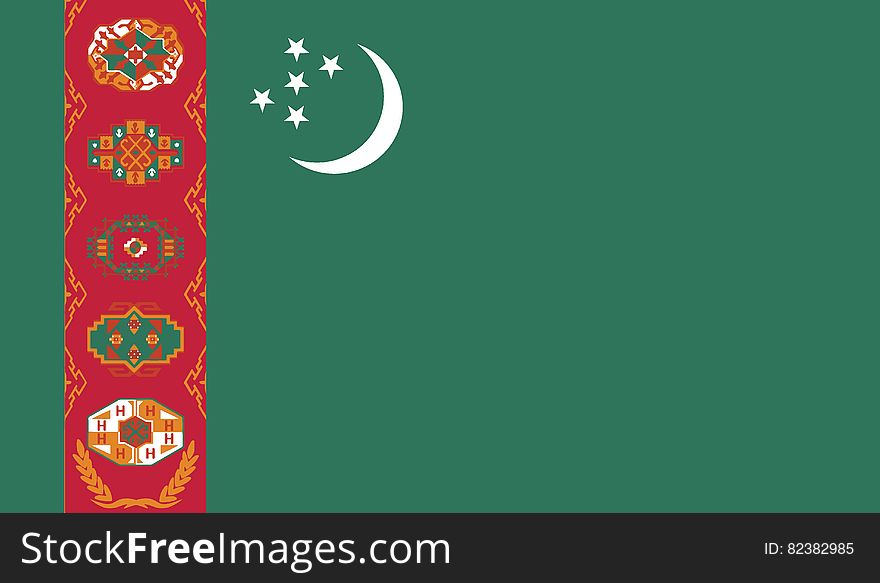 Flag Of Turkmenistan Vector Icon Illustration