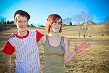 Two Girls In The Field Royalty Free Stock Images
