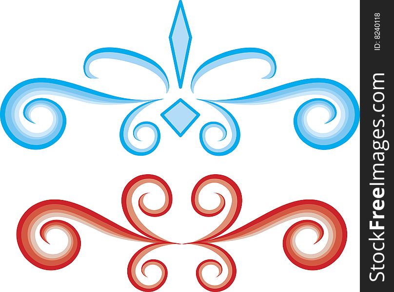 Two ornaments on white background, vector illustration.