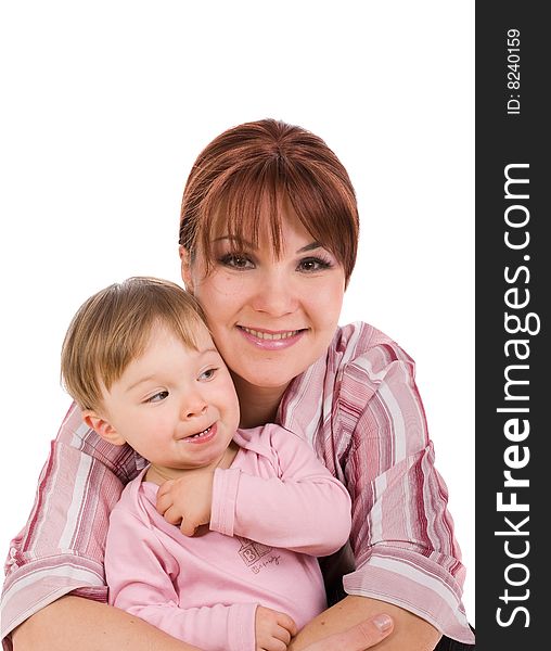Mother and baby girl isolated. Mother and baby girl isolated