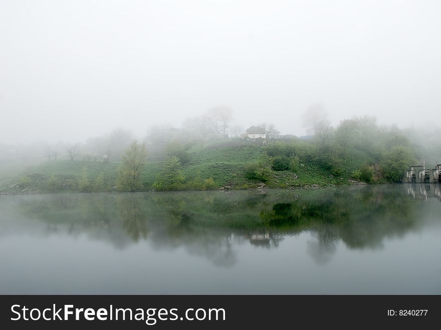 Smoky islands in one of the ukrainian resorts