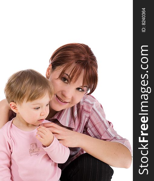 Mother and baby girl isolated. Mother and baby girl isolated