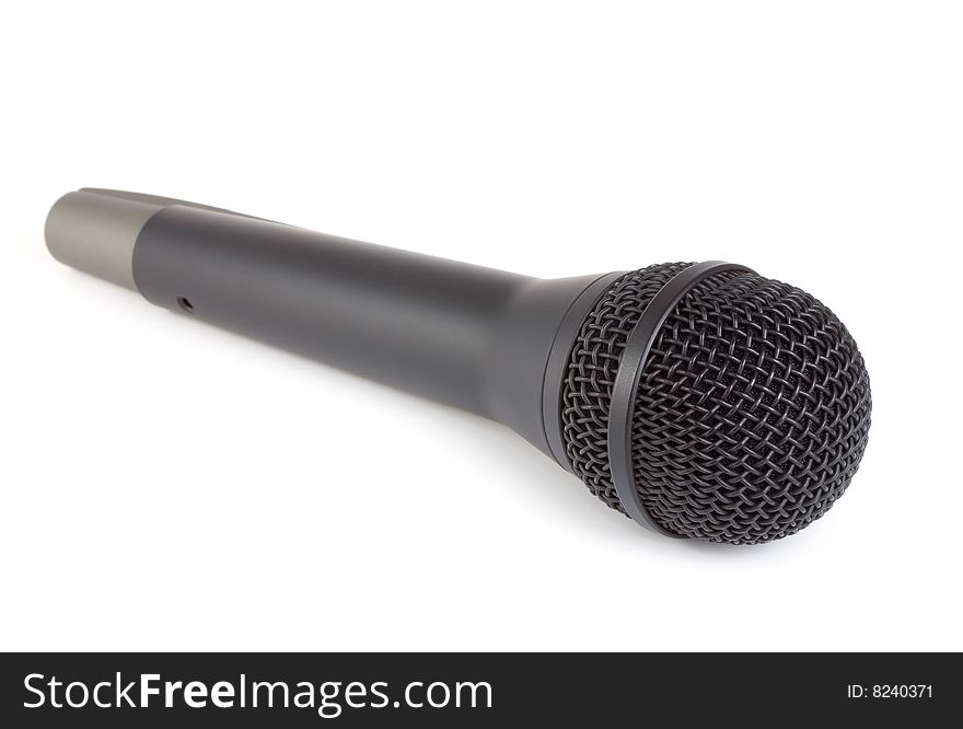 Black wireless microphone isolated on white. Black wireless microphone isolated on white