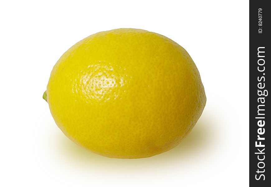 A lemon with a shadow on a white background. A lemon with a shadow on a white background