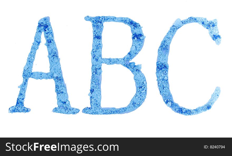 Original font, all alphabet, the crushed blue chalk, letters ABC