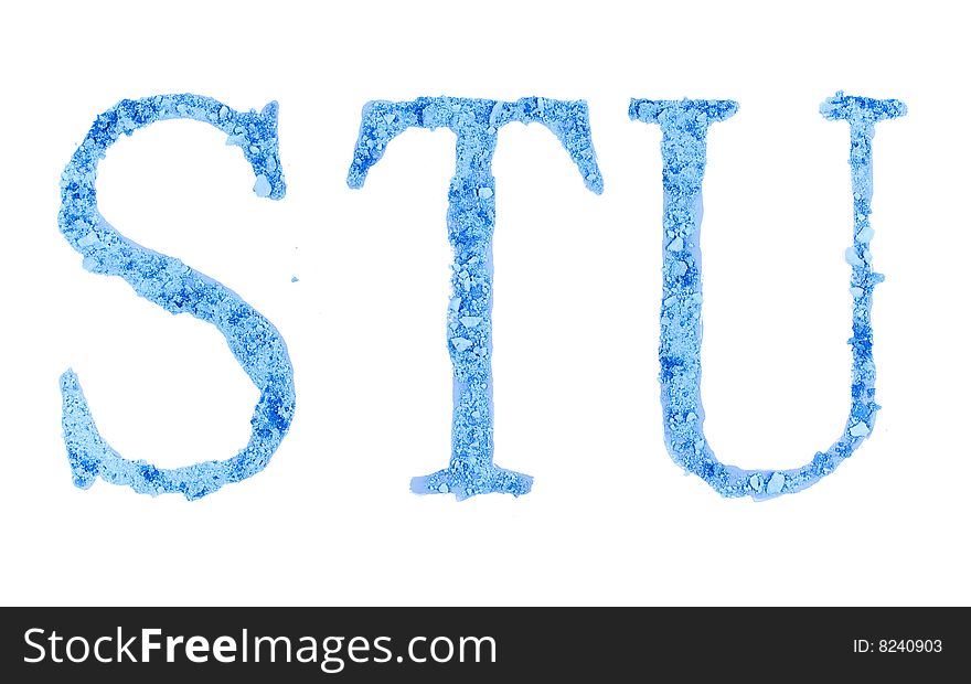 Original font, all alphabet, the crushed blue chalk, letters STU