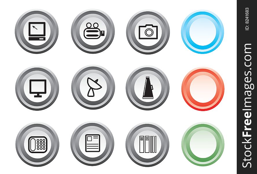 Media and publishing icons, vector illustration.