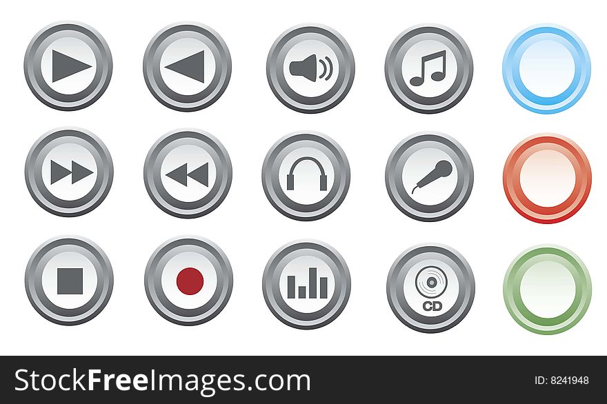 Media icons for design, vector illustration.