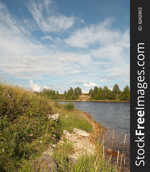 Onega river in summer season, north Russia