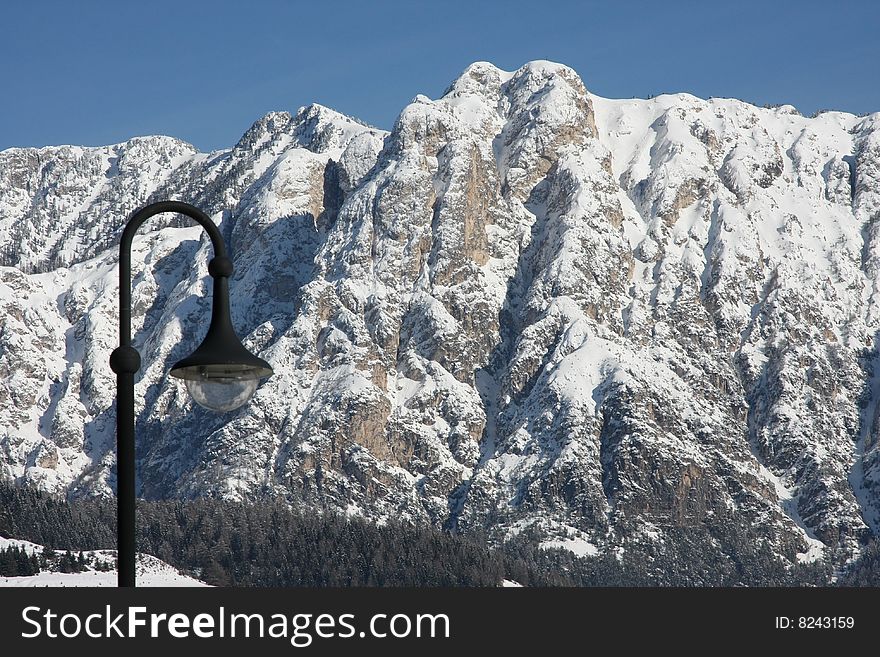 Snow range mountain in Dolomite