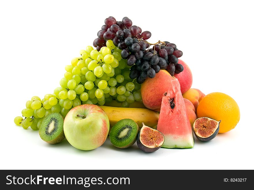 Fresh fruits  isolated on a white background