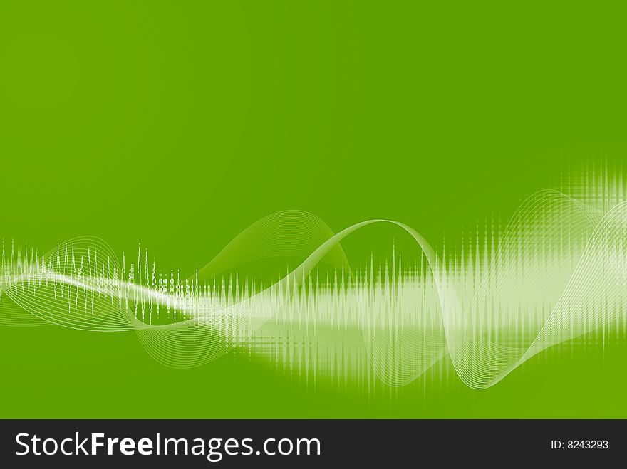 Green abstract background from lines and waves. Green abstract background from lines and waves