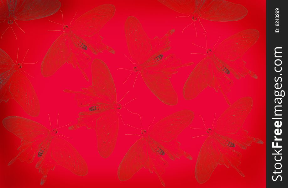 Red background with black butterflies