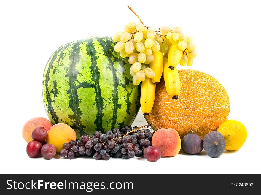 Fresh fruits  isolated on a white background