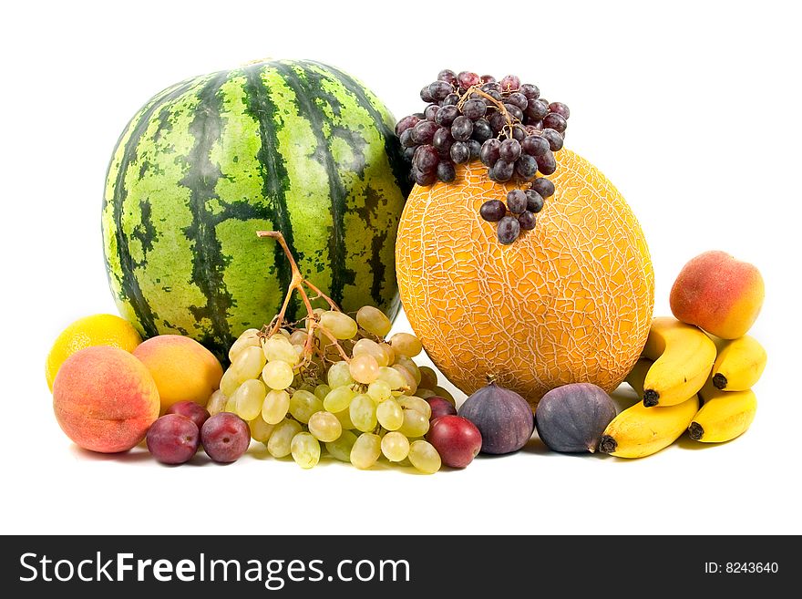 Fresh fruits  isolated on a white background