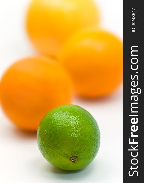 Orange,Grapefruit  And Lime - Isolated On White Ba