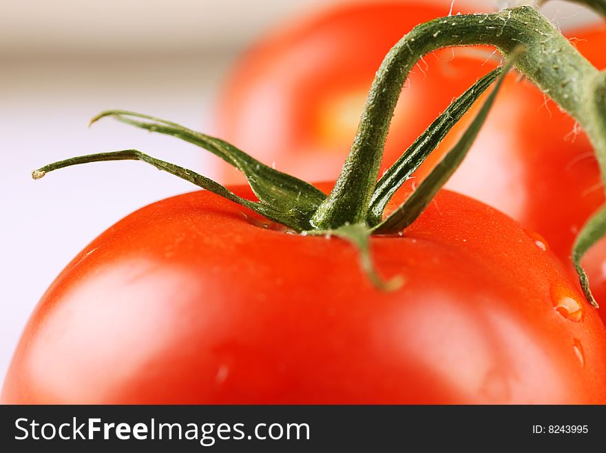 Red tomatoes with water drops