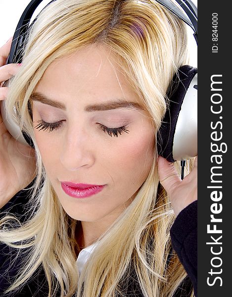 Close View Of Woman Tuned In Music